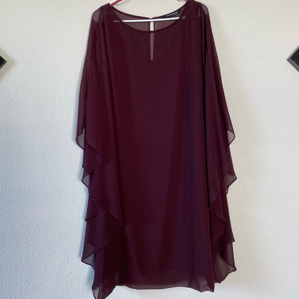 Burgundy Sheer Overlay Dress